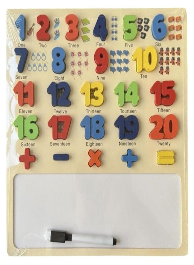 PIXELERA 1 to 20 Numeric and Maths Equations Addition, Subtract, Multiplier and Divide Shapes Puzzle for Kids & Toddlers Educational Tool Wooden with White Drawing Board - Image 1